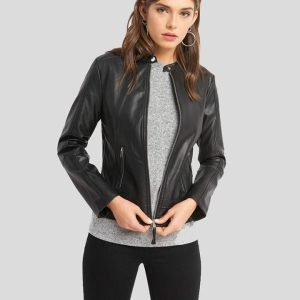 Cora Black Biker Leather Jacket