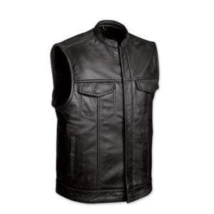 Men's Real Leather Motorcycle Biker Leather Vest