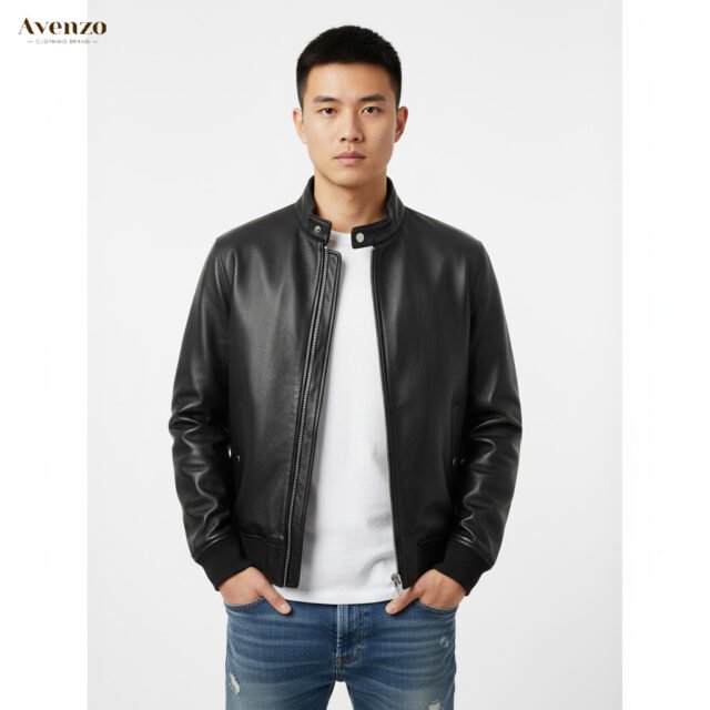 Men’s Black Leather Fashion Jacket – Premium Biker Outerwear
